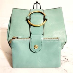 HOBO Seafoam Leather Crossbody/Shoulder Bag + HOBO Matching Leather Wallet